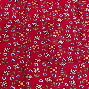 Vtg Red Floral Heart Cloth Napkins Set of 8 Blue Serged Edge 15x15 Cottagecore